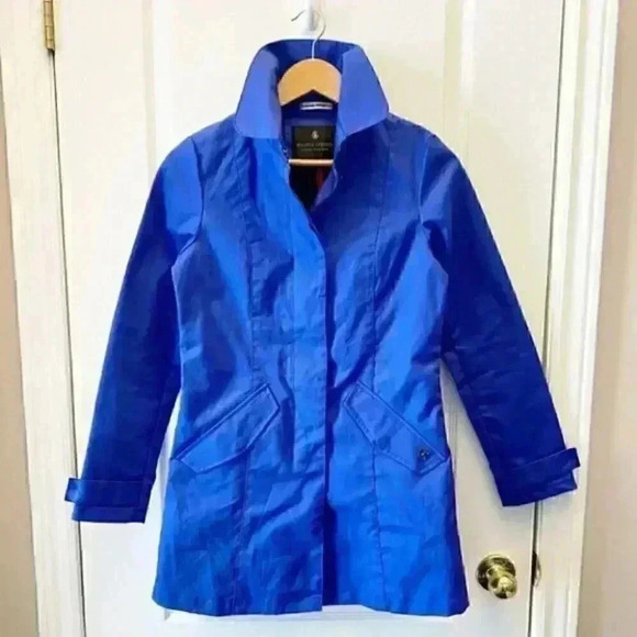 Scotch & Soda Trench  Coat Lightweight Utility Jacket Cotton Cobalt Blue XS NEW - Picture 4 of 16